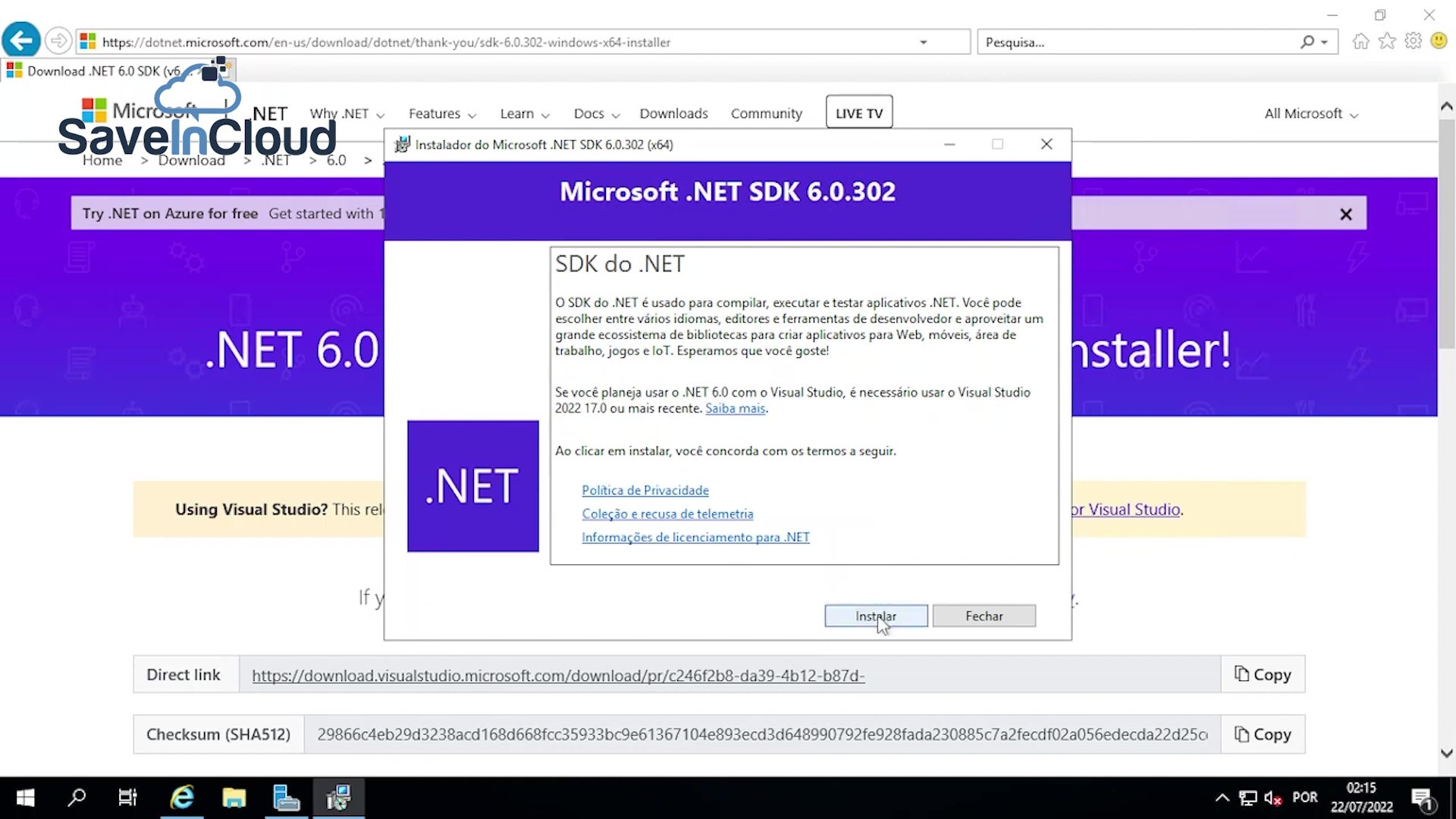instalação do .NET 5