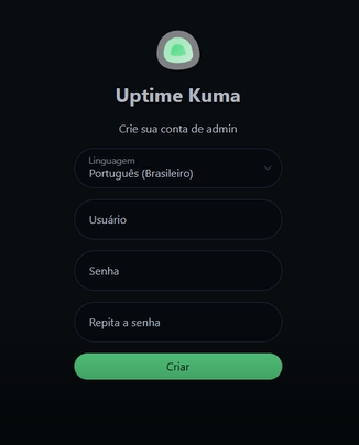 tela inicial uptime kuma